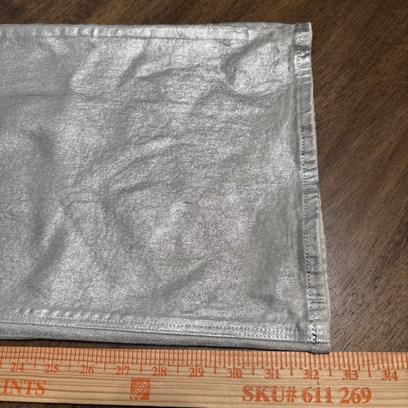 American Eagle High Rise Baggy Wide Leg Jeans Silver Metallic 14 Long Spacecore - Picture 9 of 11